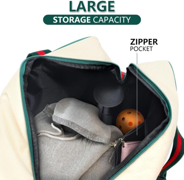 Pickleball Bags for Women with Shoe Compartment, Stylish Vintage Pickleball Totes with Zipper & Shoulder Strap