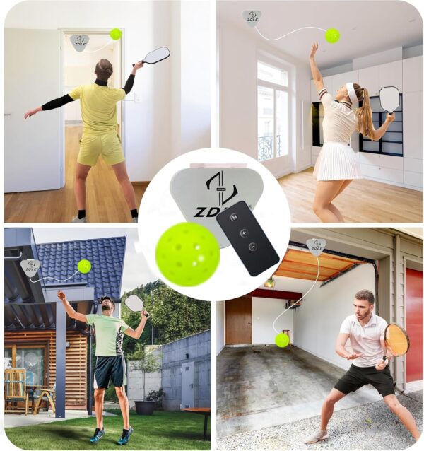 Pickleball Trainer with Remote Adjustable for Training and Practice - Perfect Practice Equipment for Single Player Training White