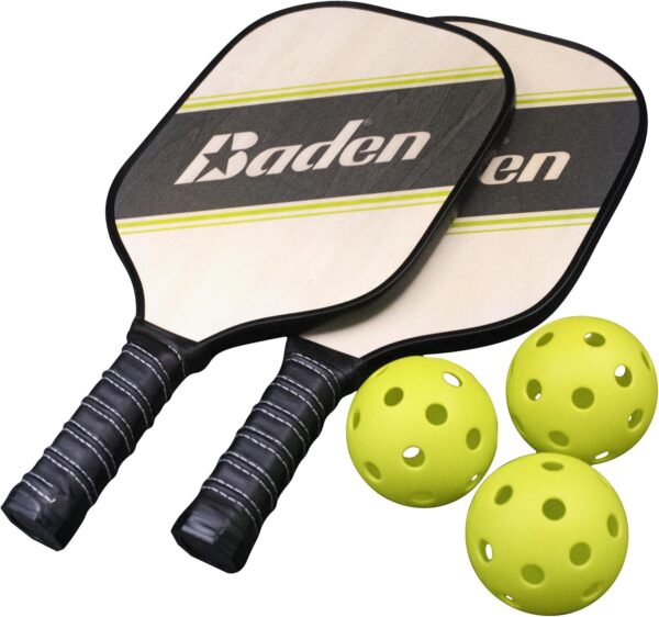 Baden Pickleball Starter Set | Includes 2 Wood Paddles, 3 Pickleballs, and Mesh Carry Bag | Ideal for Beginners and Casual Play