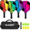 Graphite Pickleball Paddles Set- Premium Rackets Fiber Face & Polymer Honeycomb Core Pickleball Set Includes Pickleball Paddles + Pickleball Balls+ Replacement Soft Grip + 1 Bag