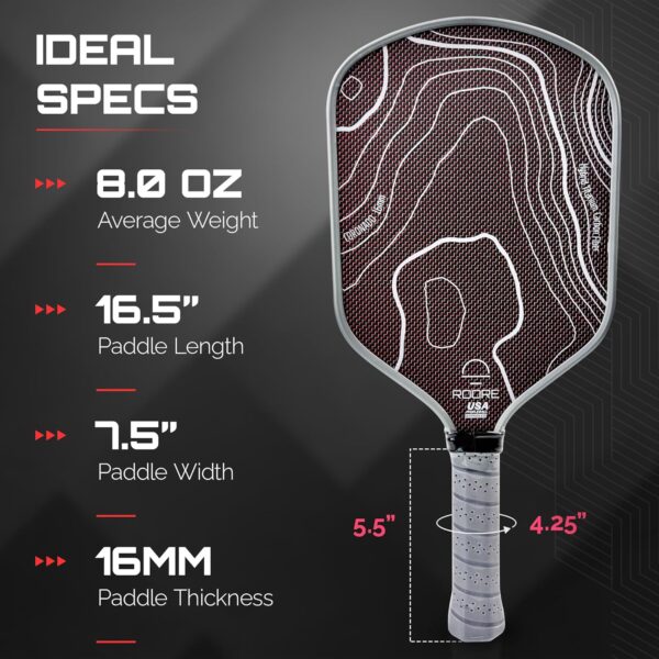 Titanium PET Carbon Fiber Pickleball Paddle Racket - Thermoformed and Edge Foam Injected Hybrid Shape 16mm Pickleball Paddles - USAP Approved USAPA Rackets (Hybrid, Titanium)