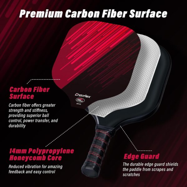 Pickleball Paddles Set of 2, USAPA Approved Carbon Fiber Pickle Ball Rackets 2 Pack, 14mm Polypropylene Honeycomb Core, Lightweight Design, Perfect for Beginners and Advanced Players