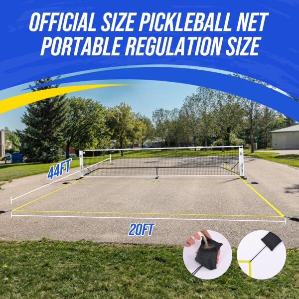 Pickleball Net Set with Pickleball Court Marking Kit 22FT Portable Pickleball Nets with Net Tension Adjuster, Wood Paddles Set of 4 and Carrying Bag for Indoor and Outdoor Use