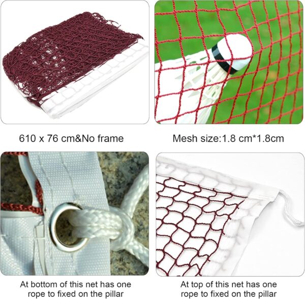Glodwheat Badminton Net Sports Outdoor Indoor Fitness Badminton Pickleball Replacement Net for Backyard Beach Garden (20 FT x 2.5 FT)