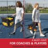 Pickleball Tennis Ball Hopper Tennis Basket Foldable Pickleball Ball Holder Caddy with Wheels Removable Bag Portable Tennis Ball Picker Cart Holds 170 Tennis Balls or 140 Pickleballs