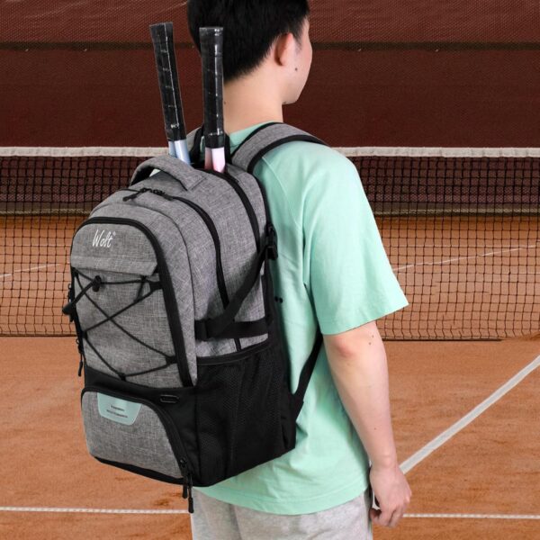 WOLT Tennis Bag - Large Tennis Racket Backpack for Men & Women - Ventilated Shoe Compartment - Holds 2 Rackets