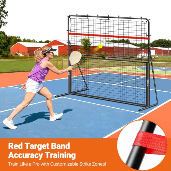 2-in-1 Pickleball Rebound Net & Pickleball Practice Trainer – 6x6FT Training Equipment Aid, Pickle Ball Trainer, Pickle Ball Machine for Dinks, Backhands, Volleys, Coordination, Kitchen, Ball Control