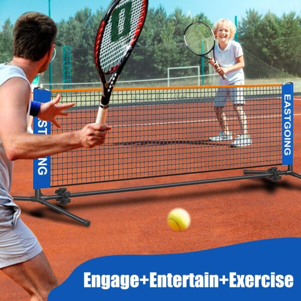 Eastgoing 10 ft Mini Portable Soccer Tennis Net | Pickleball Net System with Carrying Bag for Driveway Backyard. Easy Assemble Beach Tennis Net | Tennis Practice for Indoor and Outdoor