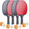 Ping Pong Paddles Set of 4 Rackets, 8 Balls & 1 Carrying Case. This Remarkable Table Tennis Set is The Perfect Solution for 4-Player and 2-Player Indoor and Outdoor Tournaments and Recreational Games