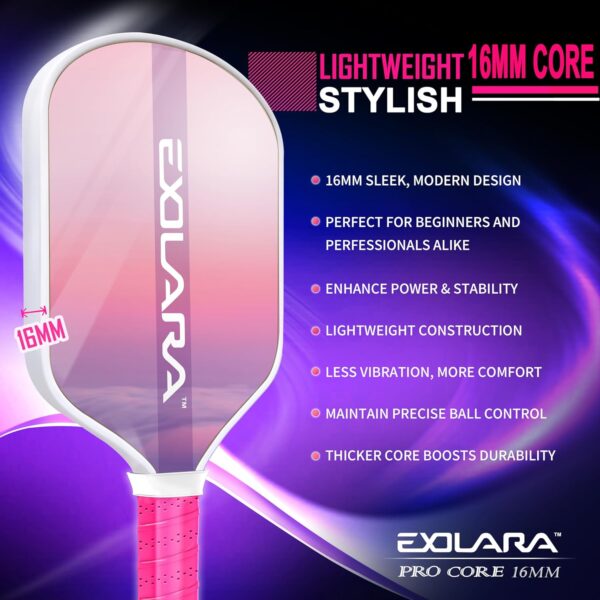 Stylish Pickleball Paddle with Cover Case, Graphite Carbon Fiber Surface, Honeycomb Core, Non-Slip Grip Tape Paddle Cover Set Protective Edge for Beginners & Intermediate Players