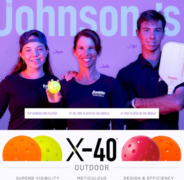 Franklin Pickleball 2 Player Carbon Fiber Paddle and X-40 Pickleball Set - (2) Carbon Fiber Paddles - (4) X-40 Balls - USA Pickleball Approved
