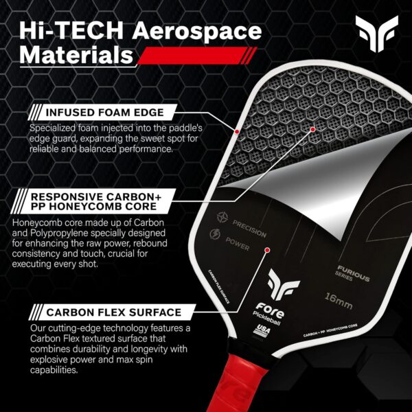 Havok Pro Pickleball Paddle: Carbon Fiber Surface for Enhanced Power, Precision and Maximum Spin - Large Sweet Spot and USAPA Approved - Red