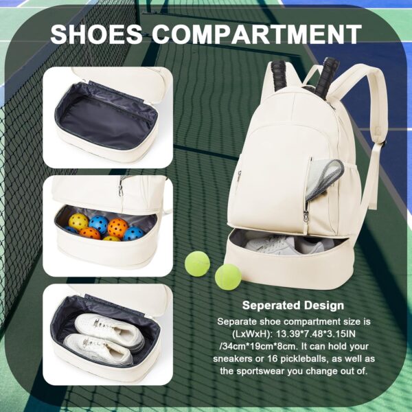 Pickleball Backpack for Women Men, Gym Back Pack with Shoe Compartment Pickleball Bag Fits 2 Pickle Ball Paddles