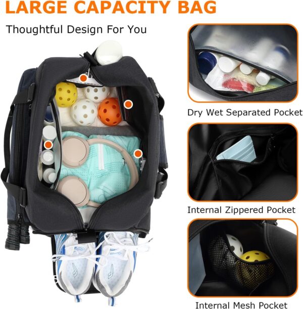 Pickleball Bags for Men & Women Pickleball Tote Bag Sports Duffle Bag w/Shoe Compartment for Paddle Racquet & Accessories