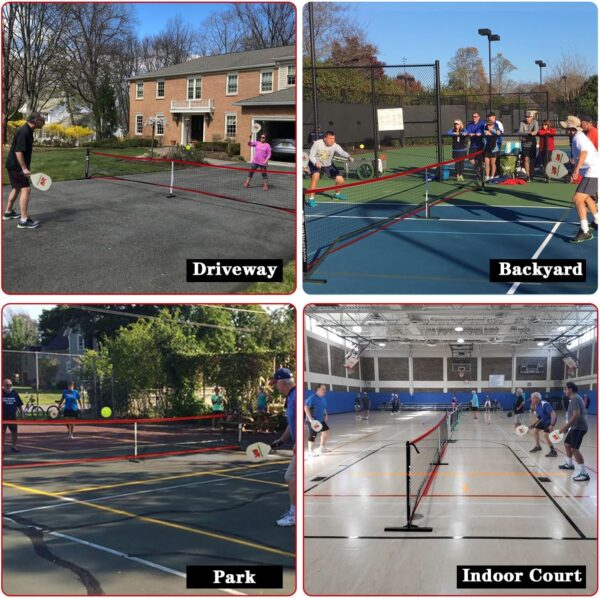 Pickleball Set with Net for Driveway, Portable Regulation Size Pickleball Net System with Paddle Set of 4, Outdoor Pickleballs, Carry Bag, Weather Resistant Metal Frame