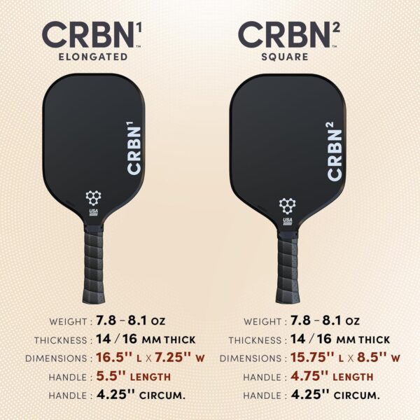 CRBN1 and CRBN2 Pickleball Paddle - Carbon Fiber Pickleball Paddle with Honeycomb Poly Core - Perfect Balance of Power & Control