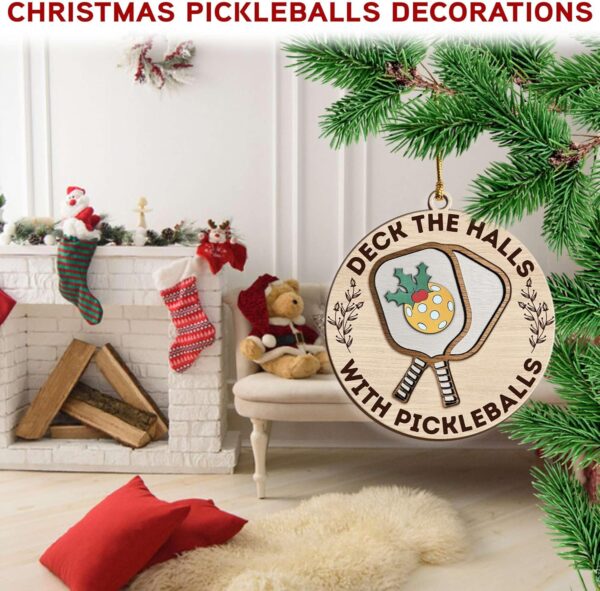 Wooden Pickleball Ornaments - Christmas Tree Decor, Gifts for Pickleball Lovers