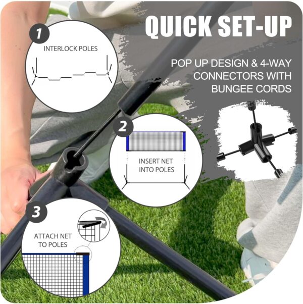 Badminton Sets for Backyards, Kids Volleyball Pickleball Combo Set with Net, Adjustable Width and Height (13.5ft/20ft Width x 7ft max Height) Portable Freestanding Rackets Set
