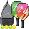 Pickleball Paddles Set of 2, Premium Fiberglass Pickleball Racket, Pickleball Set with 4 Pickle Balls, Gift for Pickleball Lovers