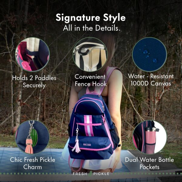 Teddi Pickleball Backpack Grn/wh- Large Capacity Pickleball Bags for Women - Durable 1000D Nylon, Multipurpose Paddle Case with Multiple Pockets, Stylish Paddle Bag