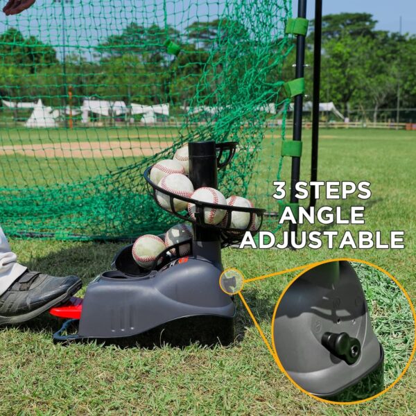 Tennis Ball Machine, Adjustable&Portable Pickleball Launcher with Auto Swing, Launch Training Machine, No Battery Power Required, for Batting and Fielding Practice