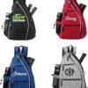 Personalized Pickleball Sling Bag Custom Paddle Backpack with Name or Logo Lightweight Durable Sports Gear Bag for Men Women Adjustable Strap Water Bottle Pocket Fence Hook Storage