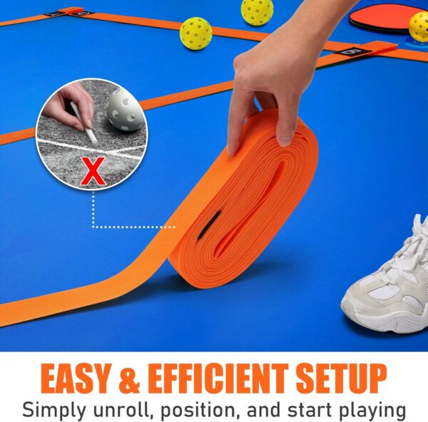 TOBWOLF Pickleball Court Marking Kit, Portable Temporary Pickleball Court Lines Markers with Tape & 8PCS Sandbags, No Measurement Required Official Size Pickleball Lines Marking Set for Outdoor Indoor
