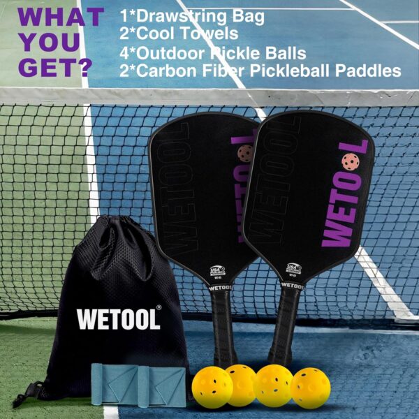 Pickleball Paddles Set of 4/2, USAPA Approved, Foam Moulding 5.5" Elongated Handle, Textured Surface, Lightweight, 16mm Fiberglass Pickle Ball Rackets 4 Pack for Beginners