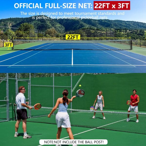 Pickleball Replacement Net 22x3ft, Heavy Duty Indoor/Outdoor, Official Regulation Size, Black & White