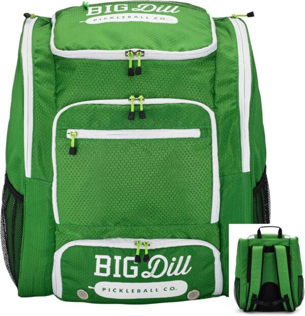 Big Dill Pickleball Backpack | Large Pickleball Bag with Shoe Compartment for 8+ Paddles & Accessories, Insulated Pocket