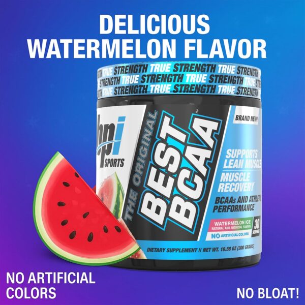 BPI Sports Best BCAA - BCAA Powder Post Workout Sports Drink with Branched Chain Amino Acids for Hydration & Recovery, for Men & Women - Watermelon Ice - 30 Servings