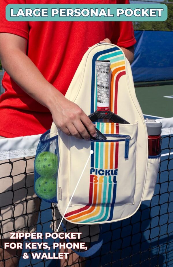 STEEL MILL AND CO. Pickleball Bags for Ladies and Men, Unisex Pickleball Bag Holds 4 Pickleball Paddles, Adjustable Sling Bag with Fence Hook and Water Bottle Holder