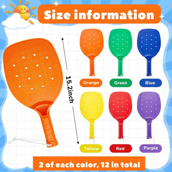 Plastic Paddleball Racket PE Equipment for Elementary School Paddle Ball Racket with Lanyard Physical Education Classes Equipment 6 Colors, 15.2 x 7.5 Inches