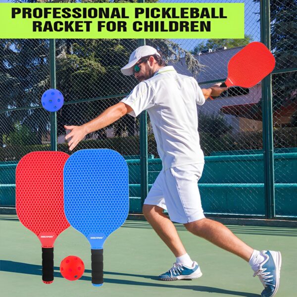 Kids Pickleball Paddles Set of 2 - Lightweight Pickleball Racket, Outdoor Games for Kids Ages 4-8, Pickleball Gifts for Training Beach & Backyard Ages 8-12
