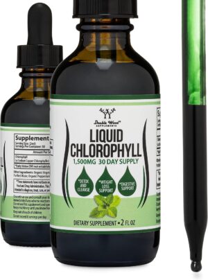 Chlorophyll Liquid Drops - Peppermint Flavored, Vegan Safe (Rich, Full Texture and Taste, Not Watered Down) for Skin Health, and Immune Function (Líquidas de Clorofila) by Double Wood