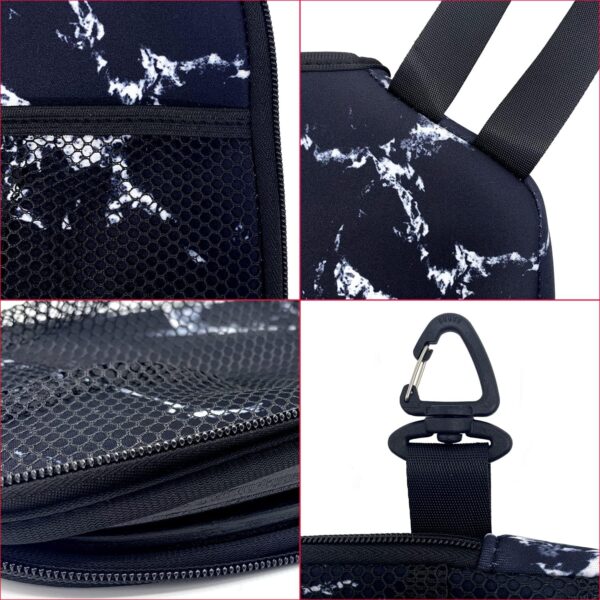 Wanty Pack of 2 Neoprene Improved Pickleball Paddle Cover With Hook and Handle, Zipper Racket Carry Sleeve With Mesh Pocket, Protective Bag