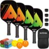 Bltend Pickleball Paddles- USAPA Approved-Fiberglass Pickleball Paddle Set of 4 Pickleball Rackets, 4 Outdoor Indoor Pickleball Balls, Pickleball Bag, Ideal Pickle Ball Paddle Gifts for Women Men