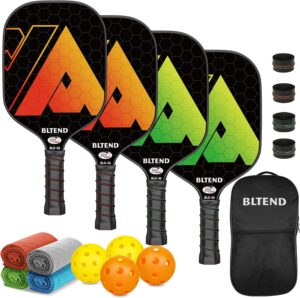 Bltend Pickleball Paddles- USAPA Approved-Fiberglass Pickleball Paddle Set of 4 Pickleball Rackets, 4 Outdoor Indoor Pickleball Balls, Pickleball Bag, Ideal Pickle Ball Paddle Gifts for Women Men