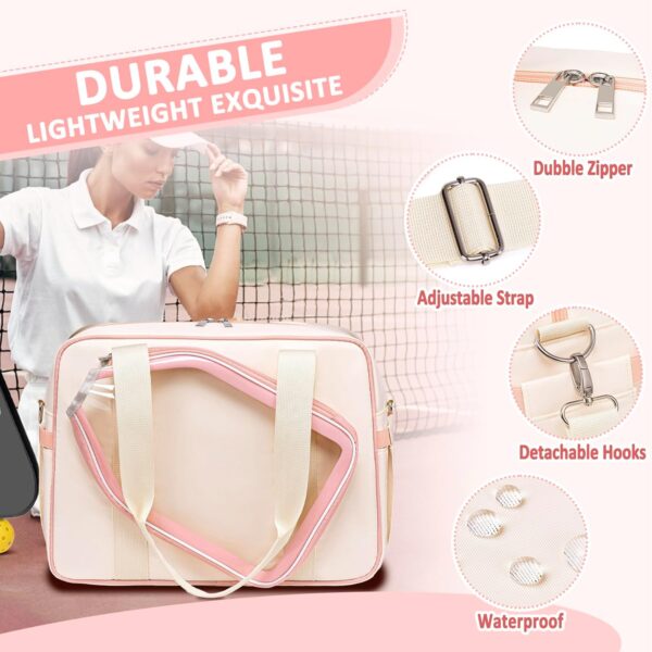 TuErcao Pickleball Bags for Women, Pickleball Gifts Cute Pickleball Paddle Bag for Men Tennis Tote Bag with Fence Hook Accessories