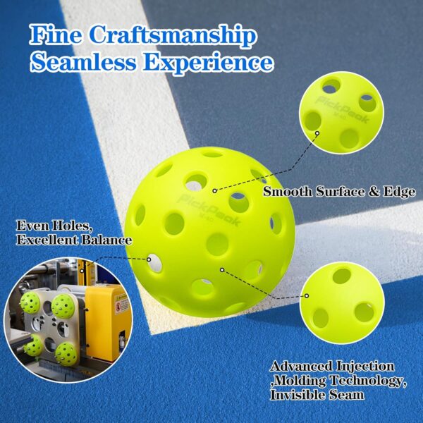 Outdoor Pickleball Balls, 4 Pack| 12 Pack 40 Holes Premium Pickle Balls 2024 Quiet Pickleballs for All Levels Sport Durable and High Visibility Ball Usapa Standard