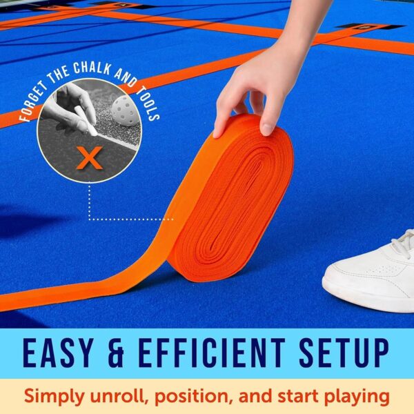 Maplefield Pickleball Court Marking Kit & Lines – Outdoor Pickleball Tape with Strong Hold, Easy-to-Identify Markers & Portable Bag – for Any Court, Windy Days