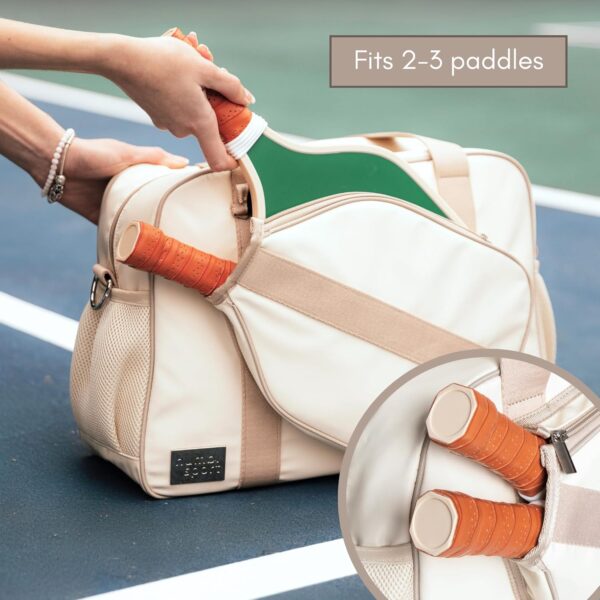 Pickleball bag tote, Pickleball bags for women, Pickle ball bag w/ Adjustable Shoulder Strap & fence hook, Large capacity, pockets & compartments, Pickleball paddle cover, Pickleball accessories women