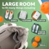 Pickleball Bag - Large Gray Canvas Tote Bag for Women and Men, Fits 2 Pickle Ball Paddles & Shoe Storage, Adjustable Strap, Fence Hook, Pickleball Gifts & Accessories