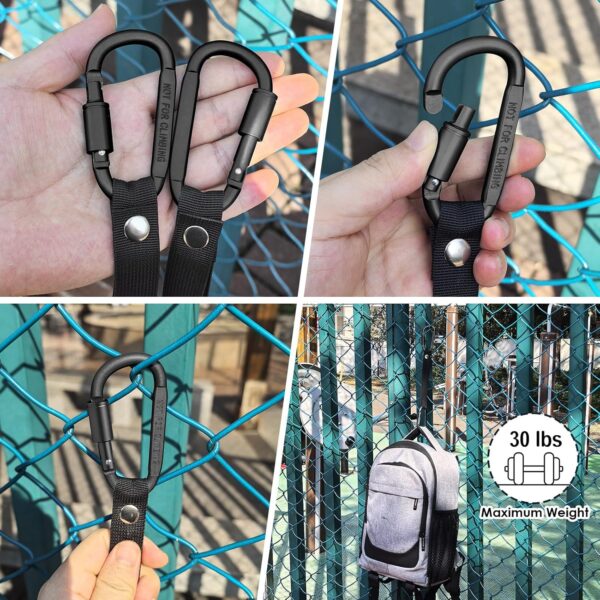 Fence Hooks for Pickleball Bag Hanging Basketball Baseball Tennis Bags and Water Bottle (Black 2)