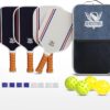 Lightweight Carbon Fiber Pickleball Paddles – USAPA-Approved Paddle Set with 4 x (Rackets, Balls, Grip Tapes) 1 Bag, Pickleball Rackets Gear for Beginners to Professionals
