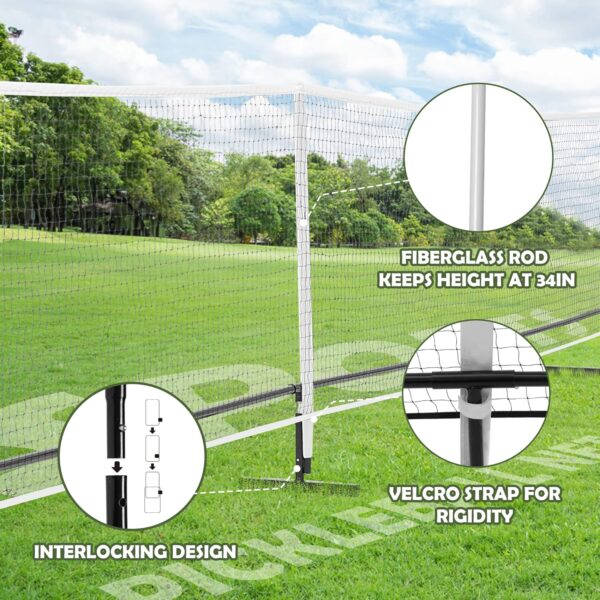 DULCE DOM Pickleball Net Portable Outdoor with Court Marking Kit, 22 FT Pickleball Nets USAPA Regulation Full Size, Pickle Ball Game Net System with Carrying Bag for Driveway Backyards