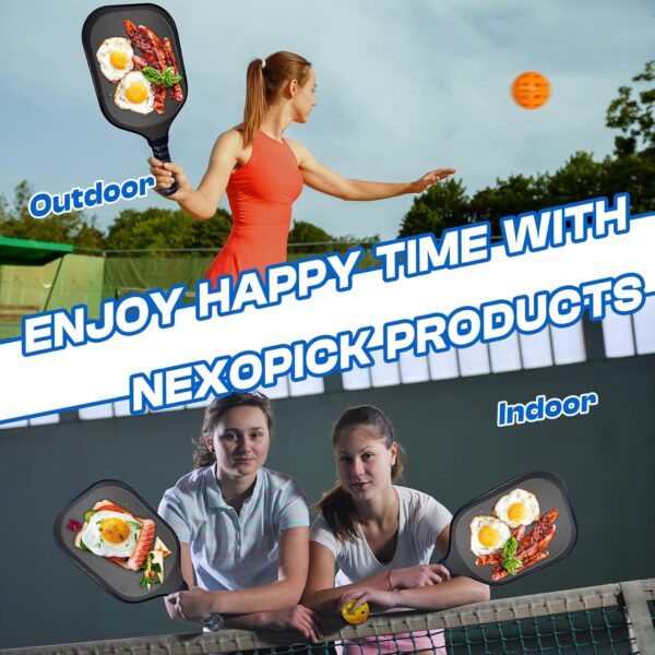Pickleball Paddles Set of 2, Funny Pickleball Set, Fiberglass Pickleball Paddles, Lightweight Pickle Ball Rackets 2 Pack, 16mm Honeycomb Core, 4 Indoor & Outdoor Pickleballs with Bag