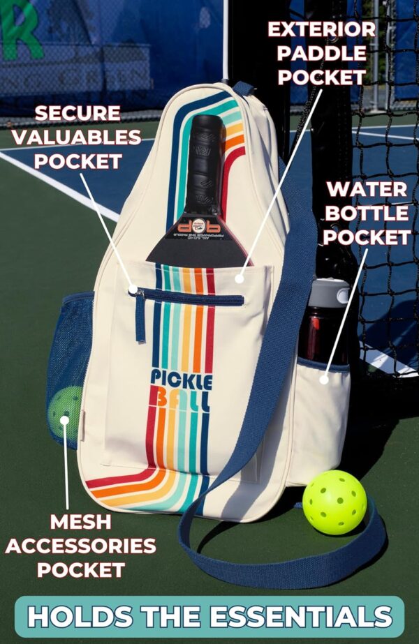 STEEL MILL AND CO. Pickleball Bags for Ladies and Men, Unisex Pickleball Bag Holds 4 Pickleball Paddles, Adjustable Sling Bag with Fence Hook and Water Bottle Holder