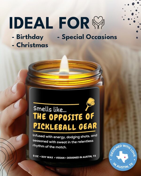 Funny Pickleball Candle, Pickleball Gifts for Girls Teenager, Cool Sports Themed Gift Ideas for Players, Coach, Teens, Teams, Athletes, Moms, Christmas, Birthday, Special Occasions, Gift-Ready