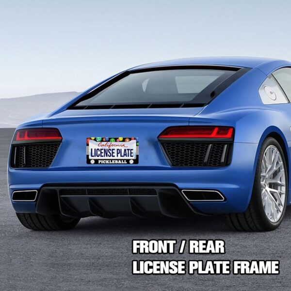 Personalized License Plate Frame Pickleball Stainless Steel Accessory Colored Balls License Plate Holder Funny Car Decorative 2 Holes Screws Fits Us Standard License Plates 12.2 X 6.3 In For Men Women